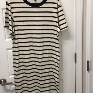 Express Black and White Striped Midi Dress